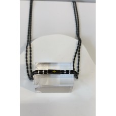 Ατσάλινο κολιέ με αστέρι πάνω σε μαύρη πλάκα και διπλή μαύρη αλυσίδα STN06 